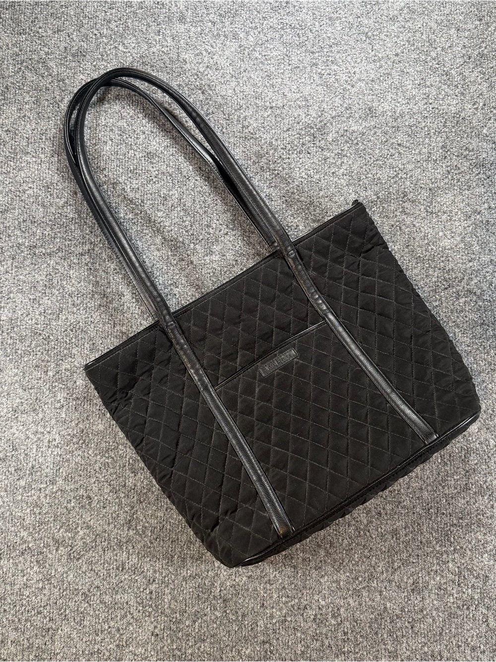Vera Bradley Quilted Black Tote Bag with Double Shoulder Straps